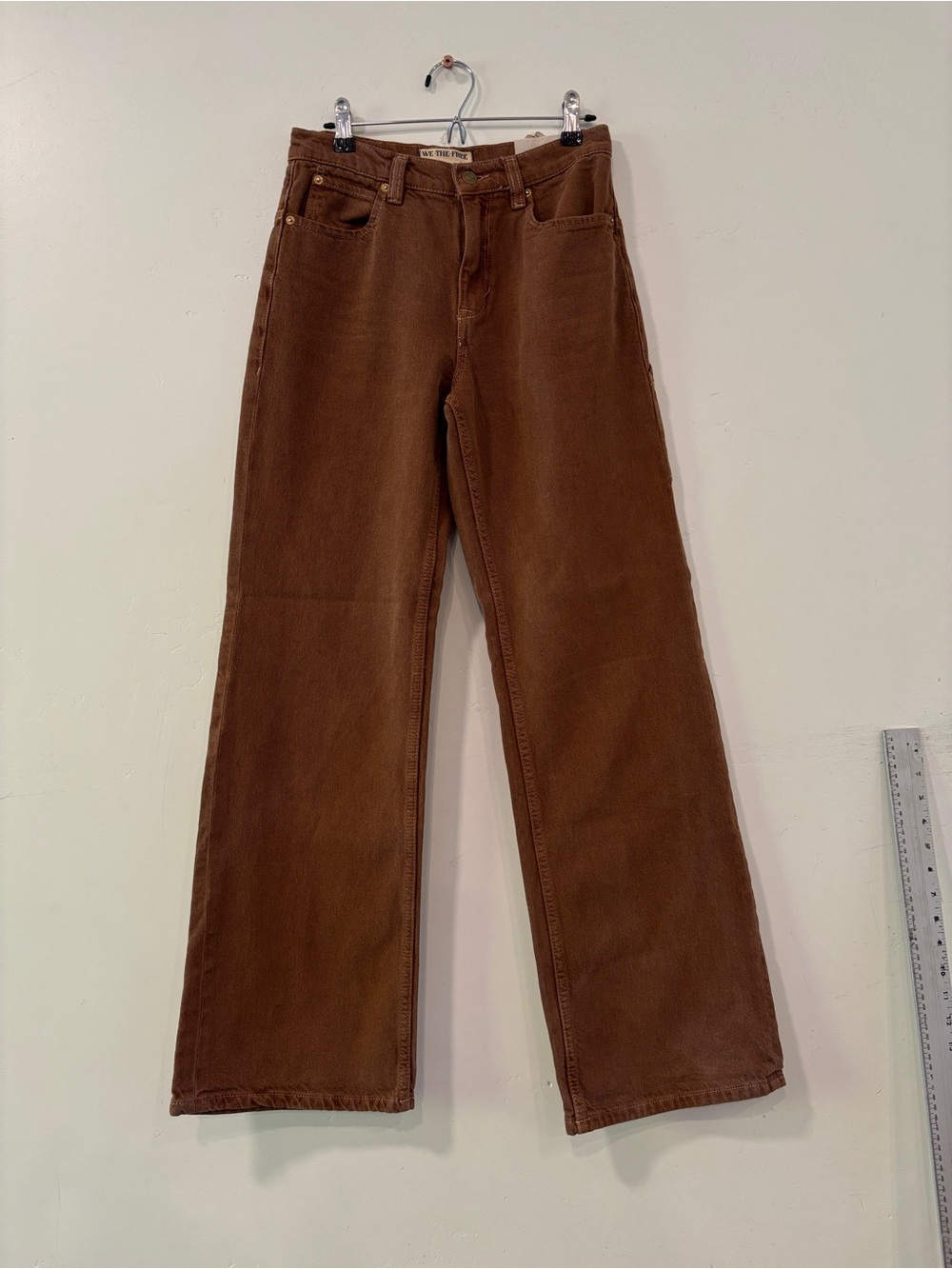 Free People Jeans Size 25 Brown We The Free Tinsley Baggy High Rise Wide Cotton